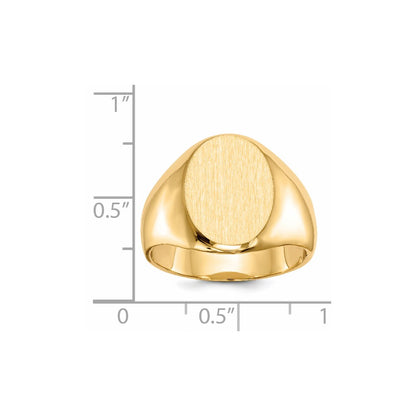 14k 16.0x11.5mm Closed Back Men's Signet Ring