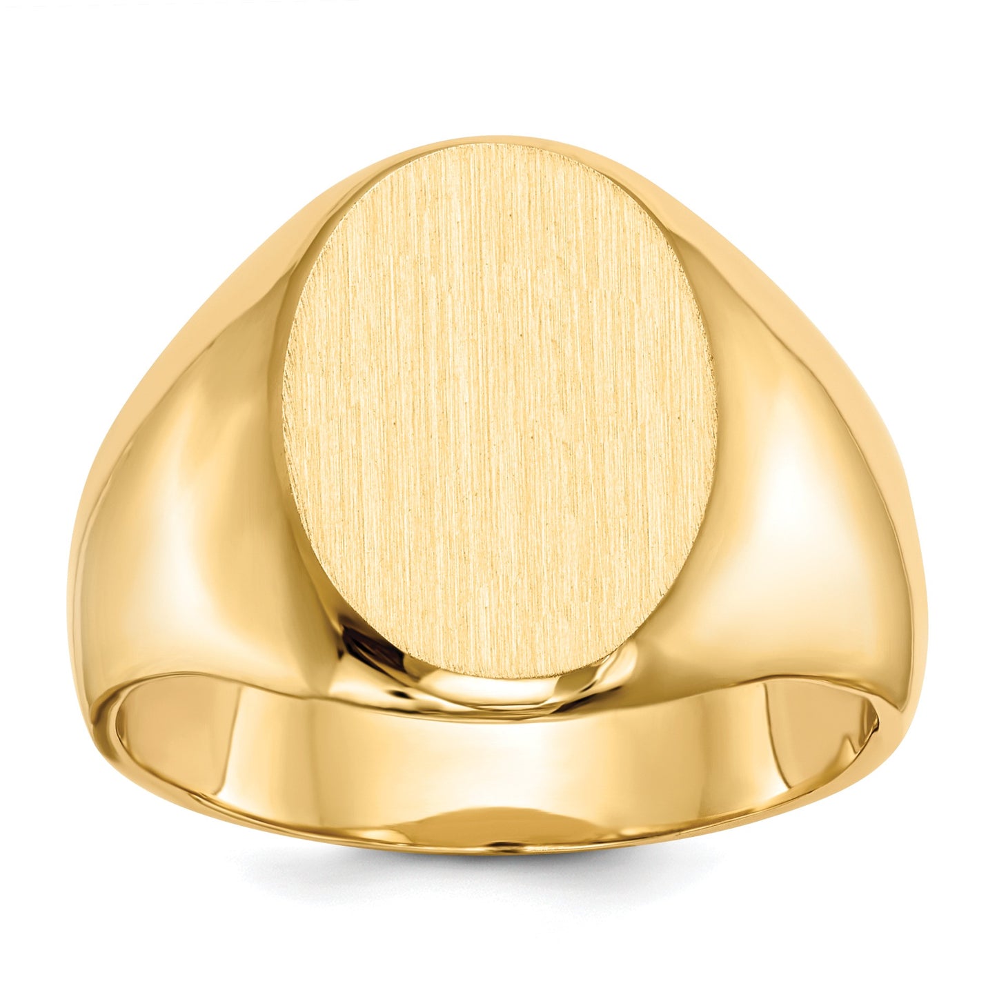 14k 11.5x16.0mm Oval Closed Back Mens Signet Ring