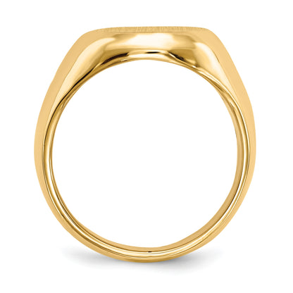 14k 13.5x16.5mm Oval Closed Back Mens Signet Ring