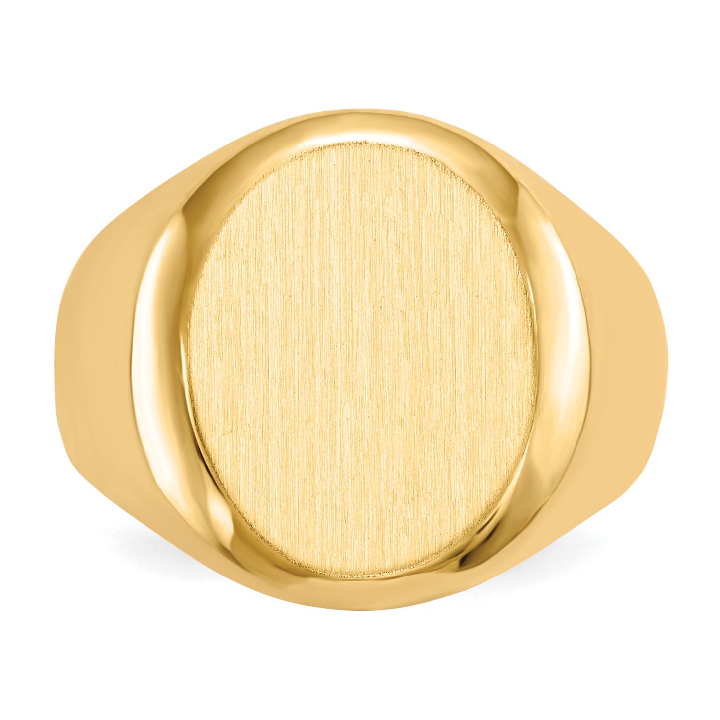 14k 13.5x16.5mm Oval Closed Back Mens Signet Ring