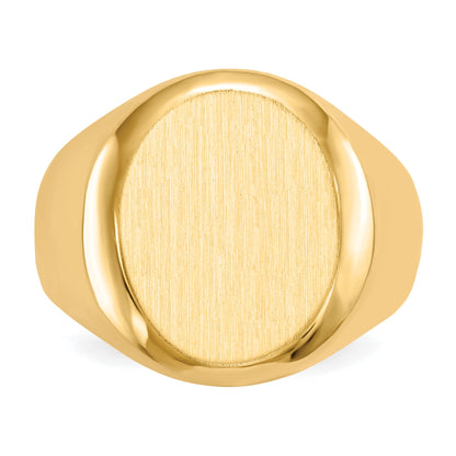 14k 13.5x16.5mm Oval Closed Back Mens Signet Ring