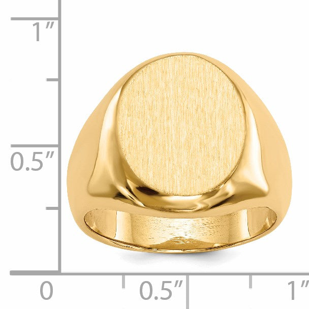 14k 13.5x16.5mm Oval Closed Back Mens Signet Ring