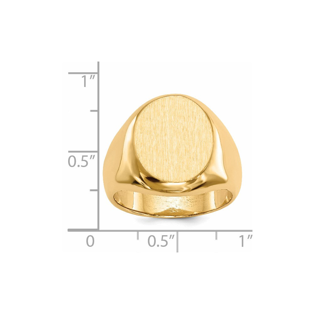 14k 16.5x13.5mm Closed Back Men's Signet Ring