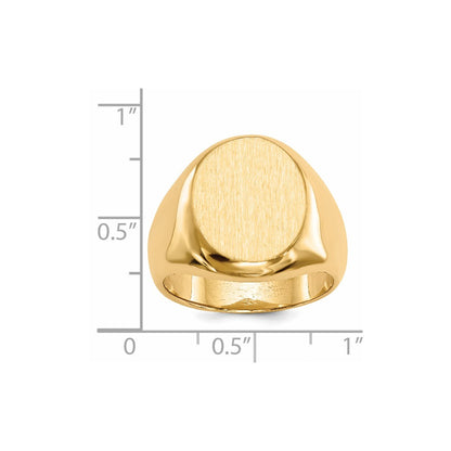 14k 16.5x13.5mm Closed Back Men's Signet Ring