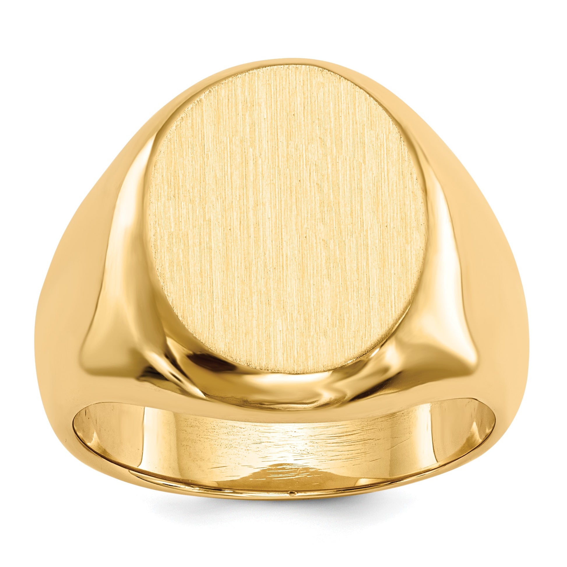 14k 13.5x16.5mm Oval Closed Back Mens Signet Ring