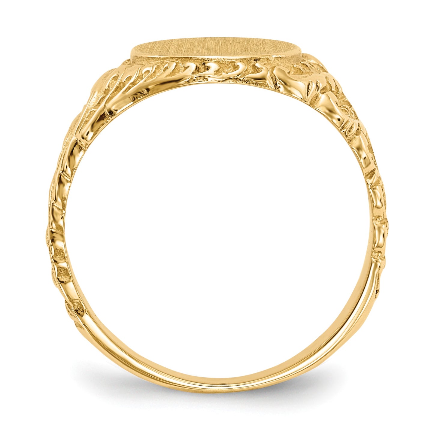 14k 10.5x13.0mm Oval Closed Back Mens Signet Ring