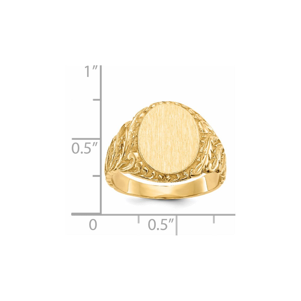 14k 13.0x10.5mm Closed Back Men's Signet Ring