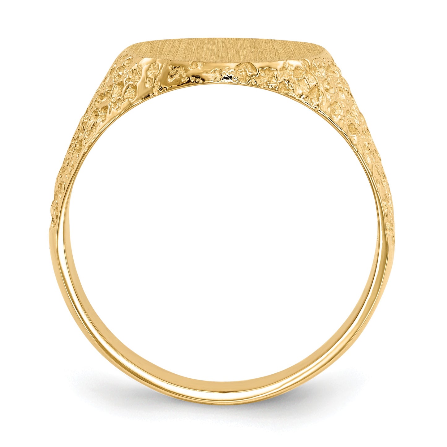 14k 13.0x17.0mm Oval Closed Back Mens Nugget Signet Ring