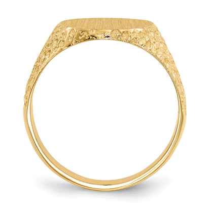 14k 13.0x17.0mm Oval Closed Back Mens Nugget Signet Ring