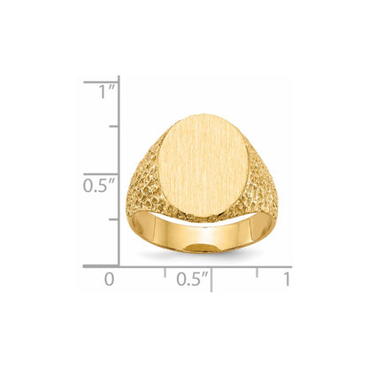 14k 17.0x13.0mm Closed Back Men's Signet Ring