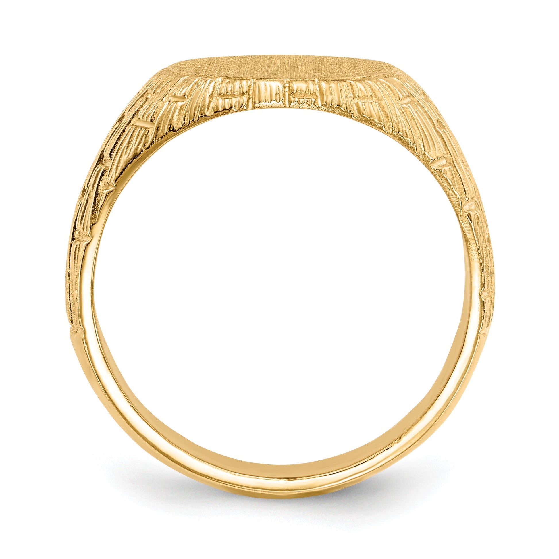 14k 12.0x15.0mm Oval Closed Back Mens Signet Ring