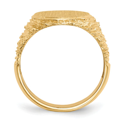14k 14.0x17.0mm Oval Open Back Mens Signet Ring