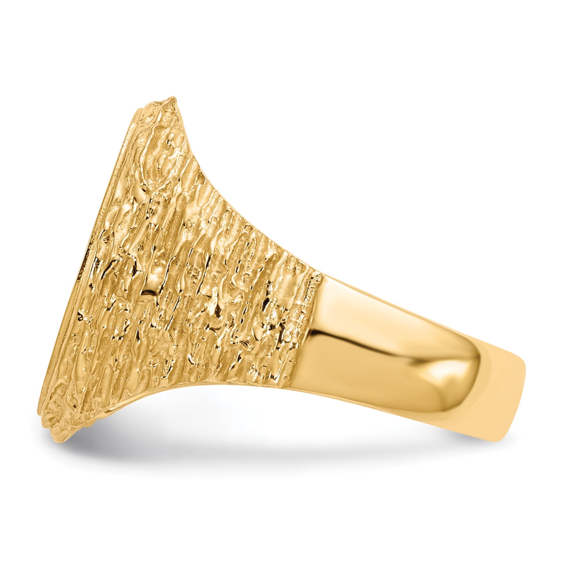 14k 14.0x17.0mm Oval Open Back Mens Signet Ring