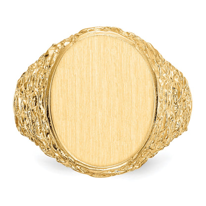 14k 14.0x17.0mm Oval Open Back Mens Signet Ring
