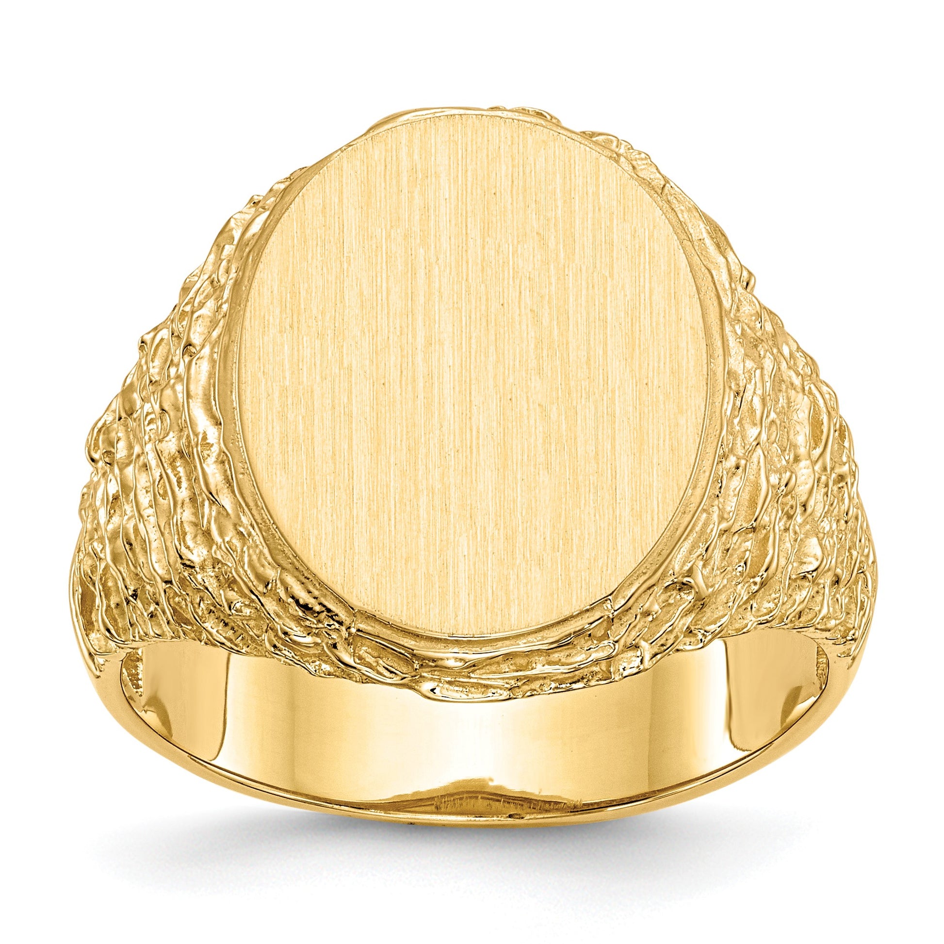 14k 14.0x17.0mm Oval Open Back Mens Signet Ring