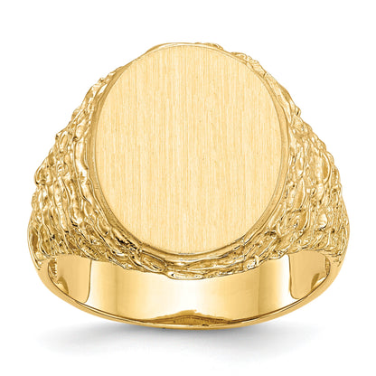 14k 14.0x17.0mm Oval Open Back Mens Signet Ring