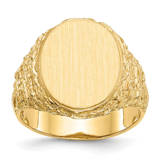 14k 14.0x17.0mm Oval Open Back Mens Signet Ring