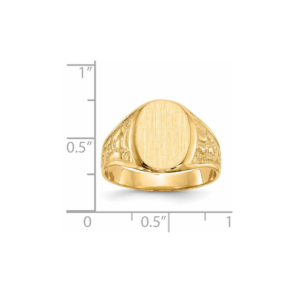 14k 14.5x11.0mm Closed Back Men's Signet Ring