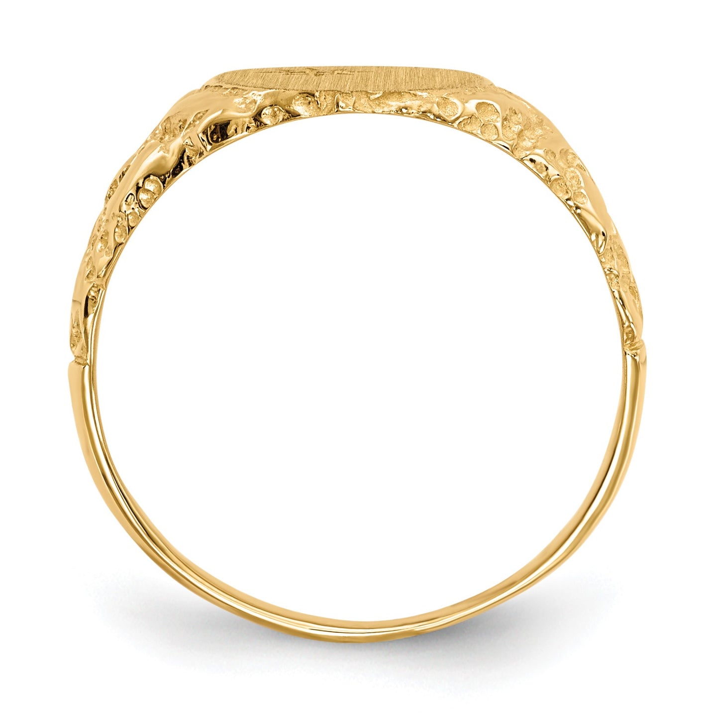 14k Holds 1-1.0mm Diamond 9.0x11.0mm Oval Closed Back Nugget Signet Ring Mounting