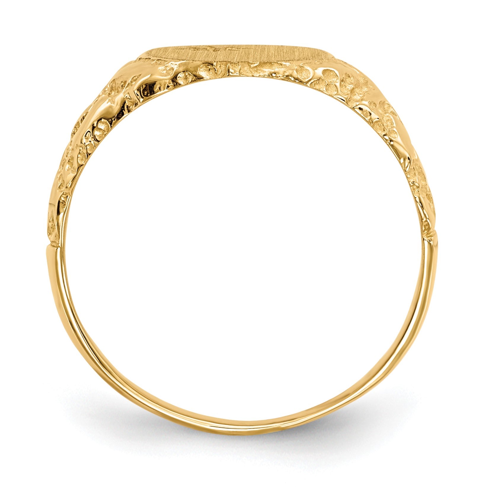 14k Holds 1-1.0mm Diamond 9.0x11.0mm Oval Closed Back Nugget Signet Ring Mounting