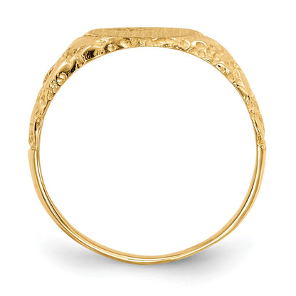 14k Holds 1-1.0mm Diamond 9.0x11.0mm Oval Closed Back Nugget Signet Ring Mounting