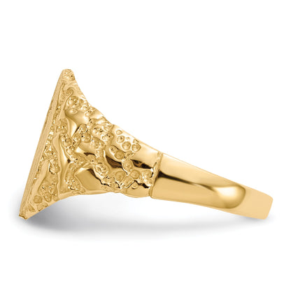 14k Holds 1-1.0mm Diamond 9.0x11.0mm Oval Closed Back Nugget Signet Ring Mounting