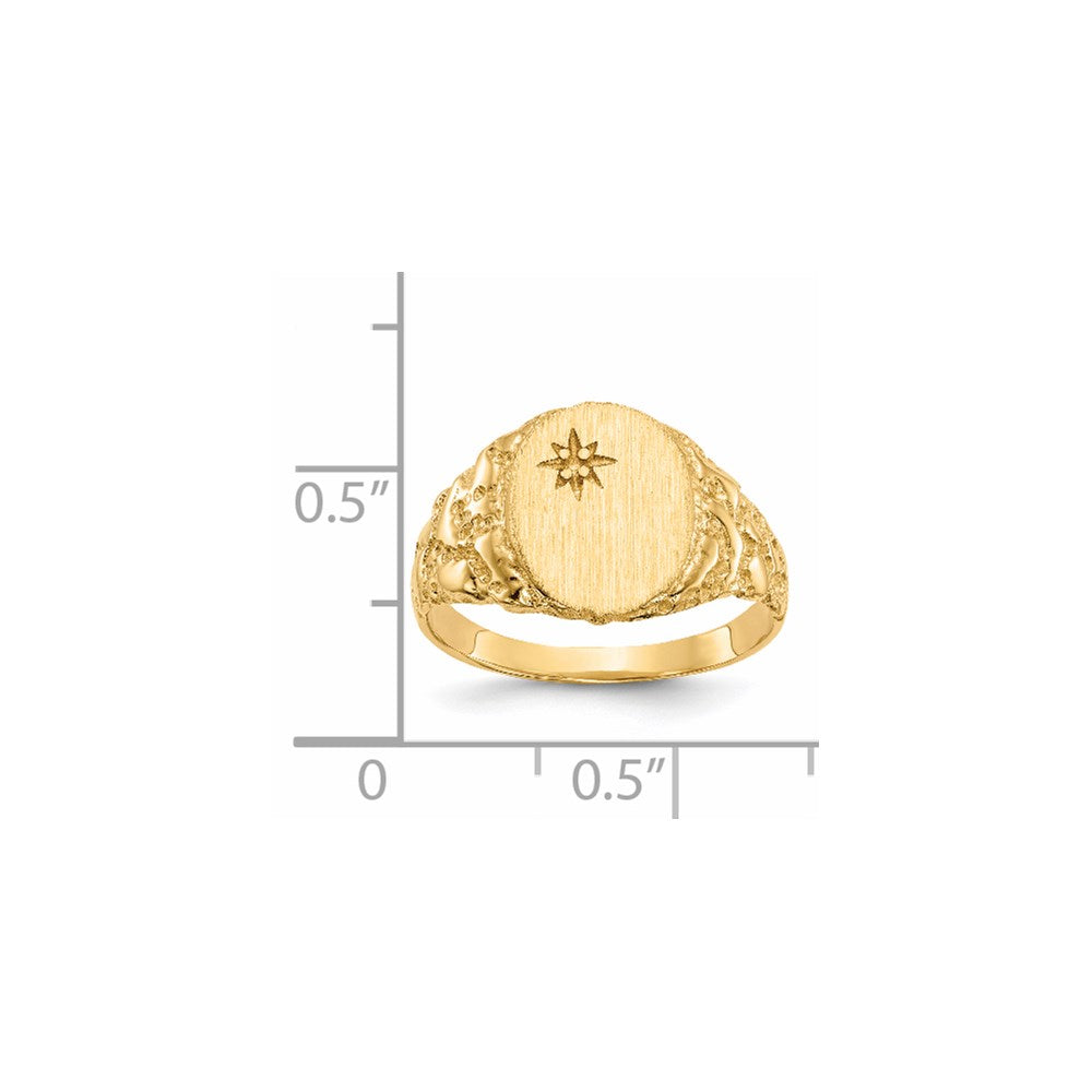 14k 11.0x9.0mm Closed Back Diamond Signet Ring Mounting