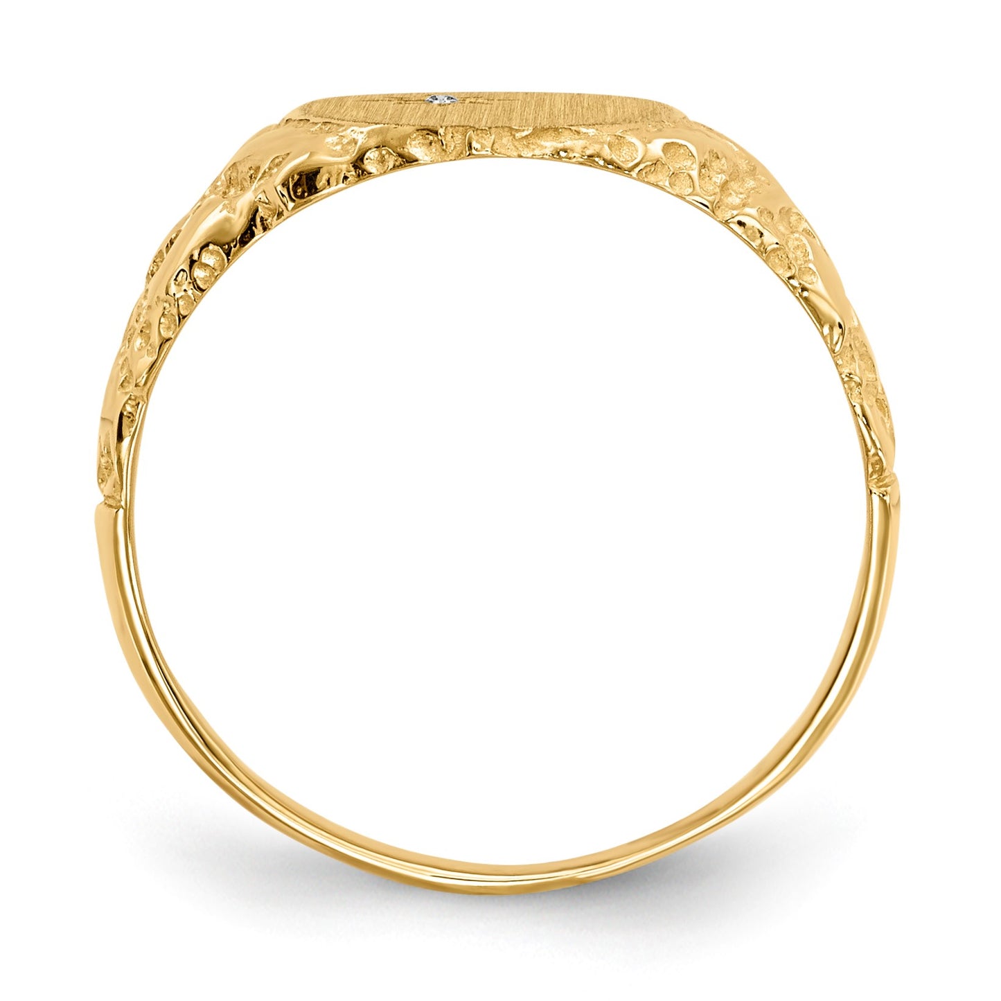 14k 1/2 point AA Diamond 9.0x11.0mm Oval Closed Back Nugget Signet Ring