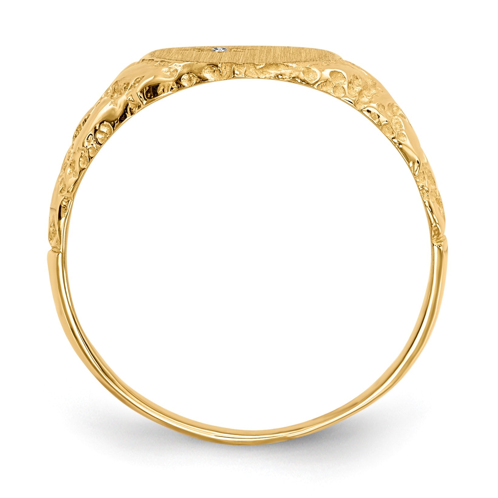 14k 1/2 point AA Diamond 9.0x11.0mm Oval Closed Back Nugget Signet Ring