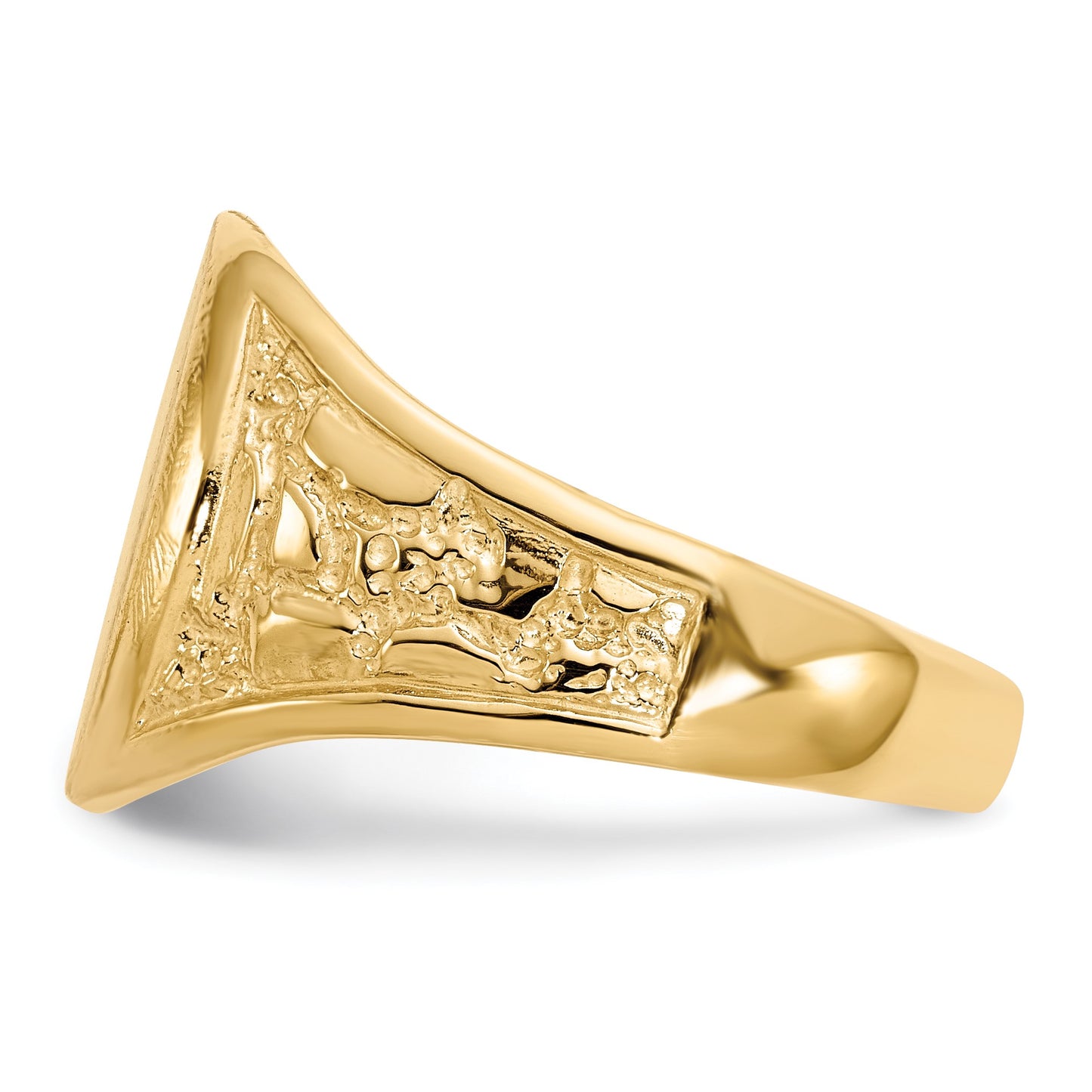 14k 11.5x15.0mm Oval Open Back Mens Nugget Signet Ring