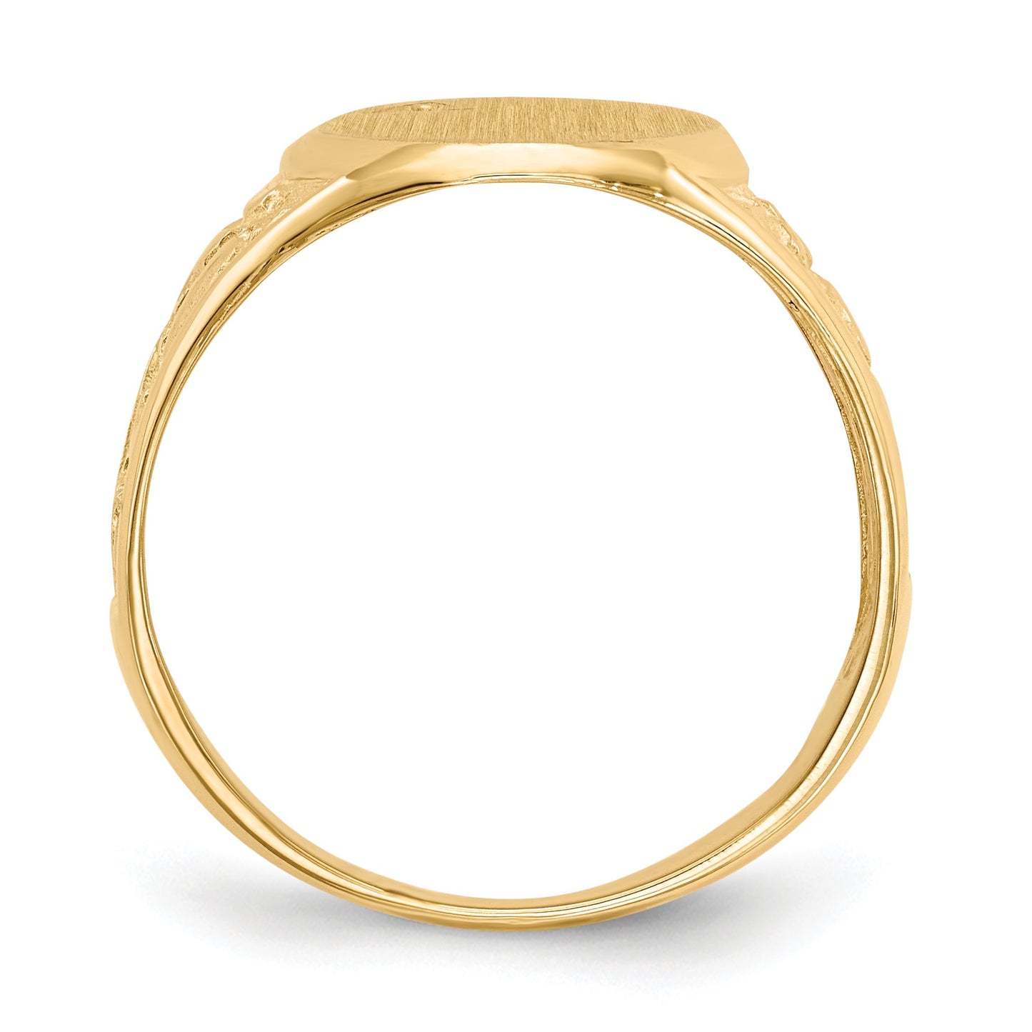 14k Holds 1-1.6mm Diamond 11.0x15.0mm Oval Open Back Mens Nugget Signet Ring Mounting