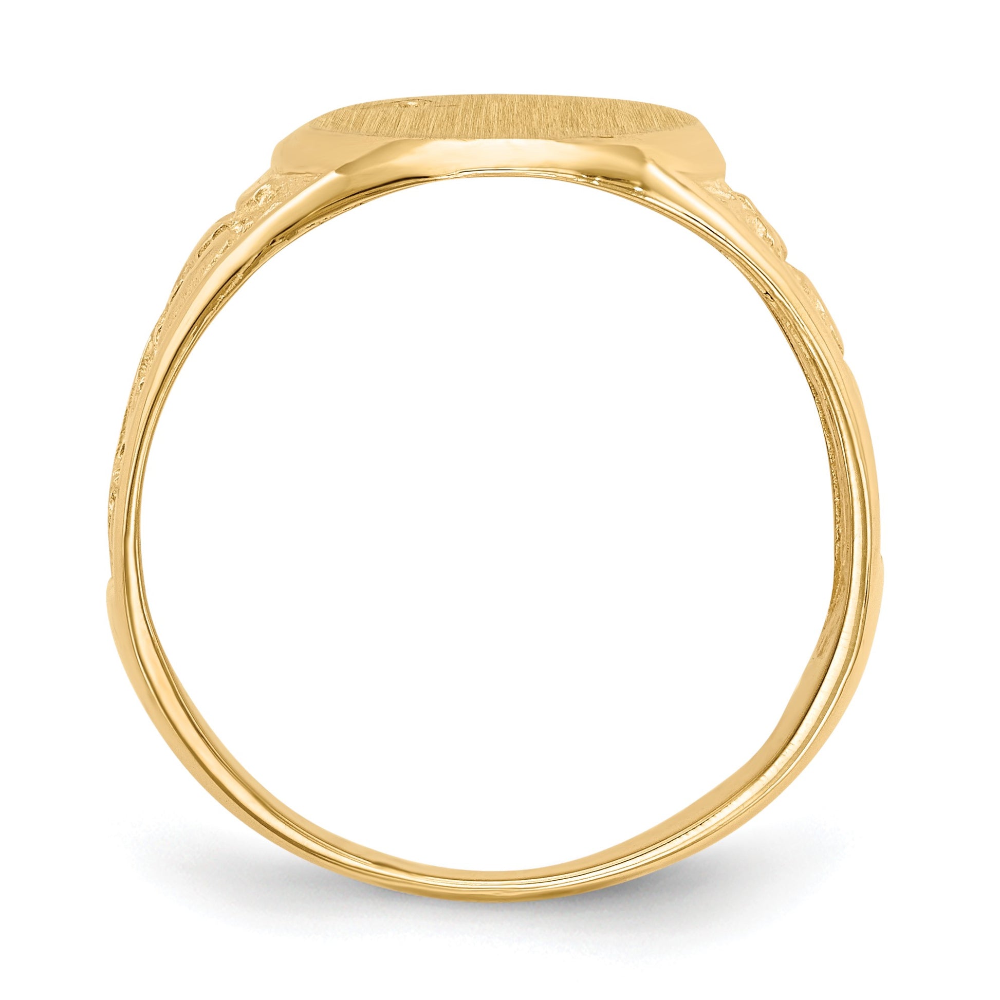 14k Holds 1-1.6mm Diamond 11.0x15.0mm Oval Open Back Mens Nugget Signet Ring Mounting
