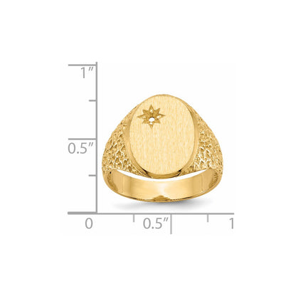 14k 16.0x12.0mm Open Back Diamond Men's Signet Ring Mounting