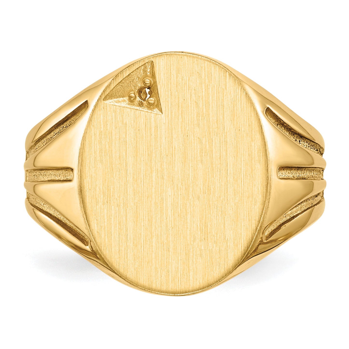 14k Holds 1-1.3mm Diamond 14.0x16.0mm Oval Open Back Mens Signet Ring Mounting