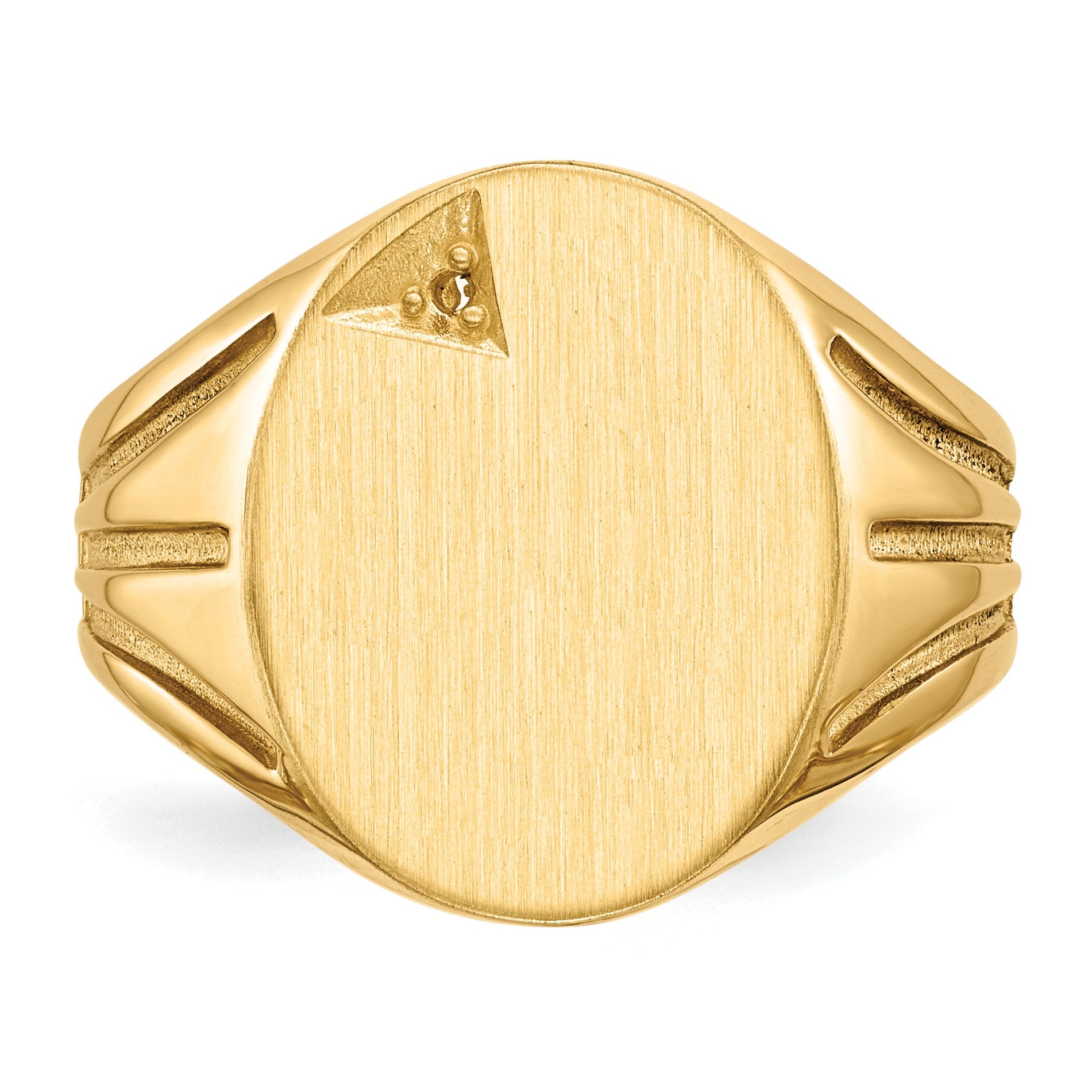 14k Holds 1-1.3mm Diamond 14.0x16.0mm Oval Open Back Mens Signet Ring Mounting