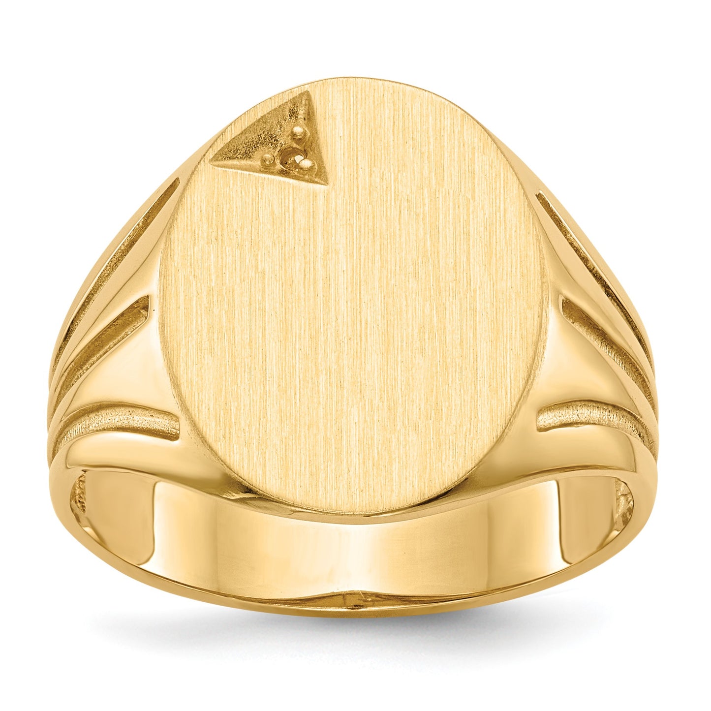 14k Holds 1-1.3mm Diamond 14.0x16.0mm Oval Open Back Mens Signet Ring Mounting