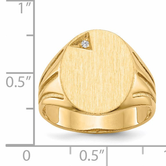 14k .01ct. AA Diamond 14.0x16.0mm Oval Open Back Mens Signet Ring