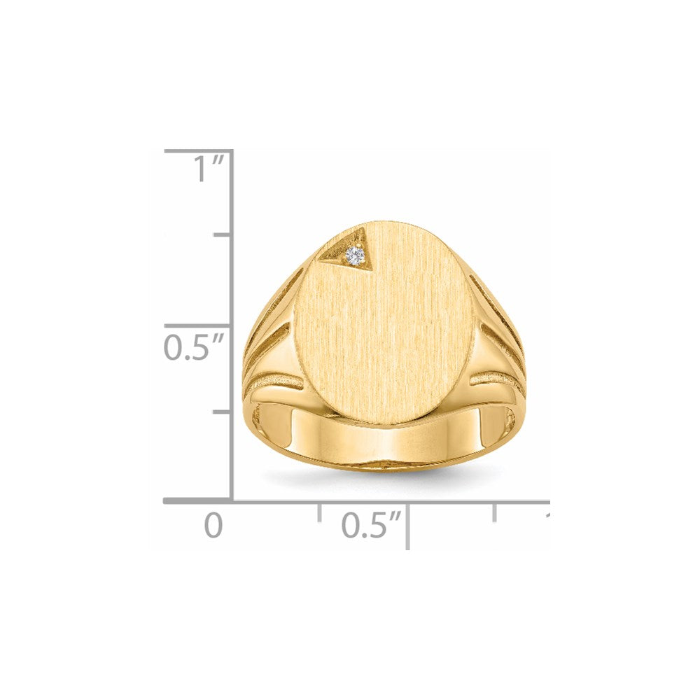 14k 16.0x14.0mm Open Back AA Diamond Men's Signet Ring