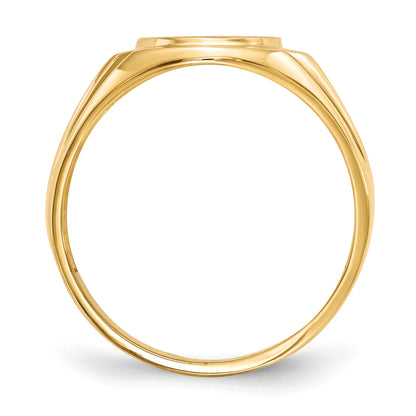 14k Holds 1-1.6mm Diamond 10.0x13.5mm Oval Open Back Mens Signet Ring Mounting