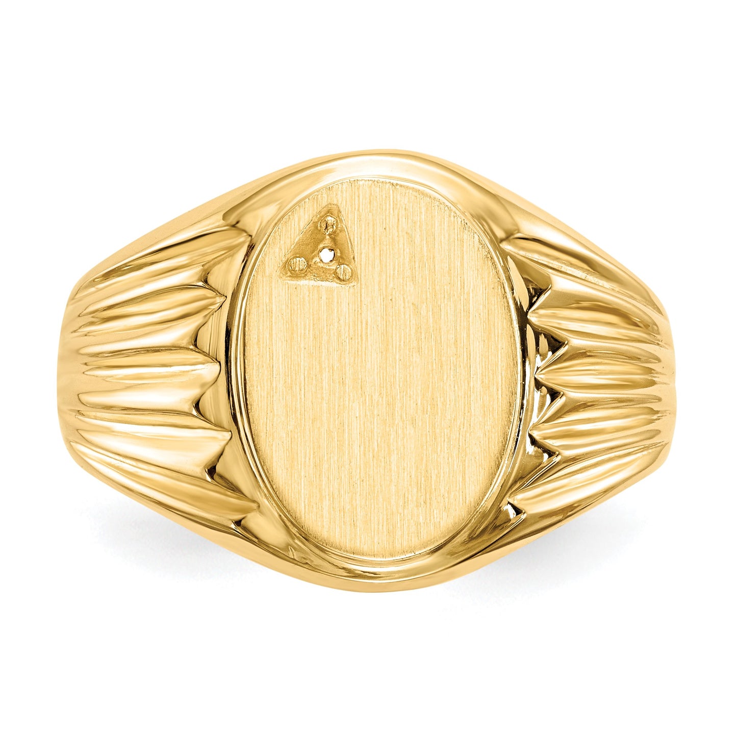 14k Holds 1-1.6mm Diamond 10.0x13.5mm Oval Open Back Mens Signet Ring Mounting