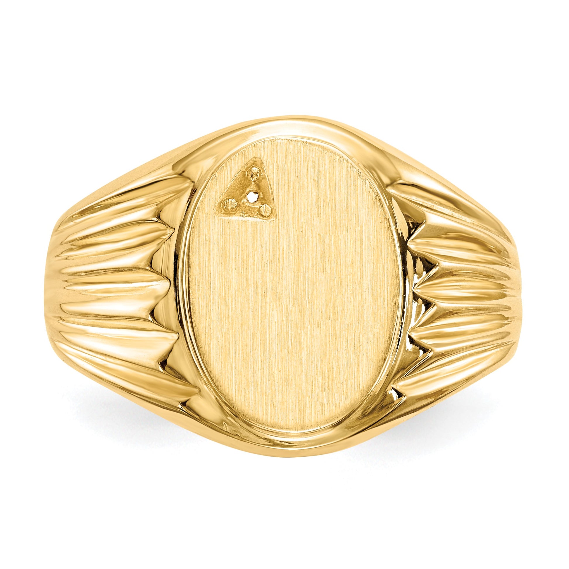 14k Holds 1-1.6mm Diamond 10.0x13.5mm Oval Open Back Mens Signet Ring Mounting