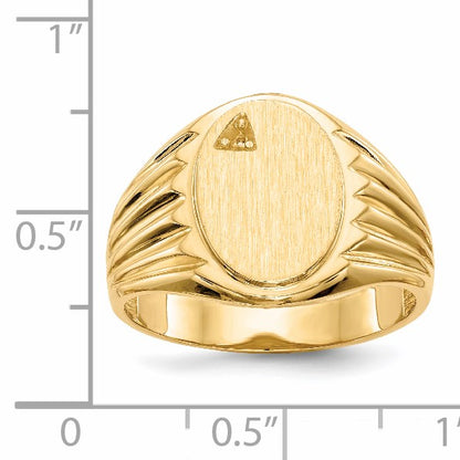 14k Holds 1-1.6mm Diamond 10.0x13.5mm Oval Open Back Mens Signet Ring Mounting