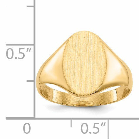 14k 8.5x12.0mm Oval Closed Back Signet Ring