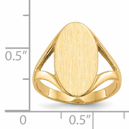 14k 9.0x16.5mm Oval Closed Back Signet Ring