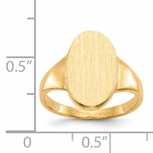 14k 9.0x14.5mm Oval Closed Back Signet Ring