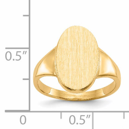 14k 9.0x14.5mm Oval Closed Back Signet Ring