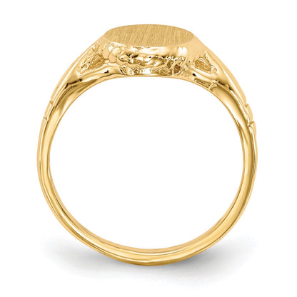 14k 8.5x6.5mm Open Back Size 3 Childs Oval Signet Ring
