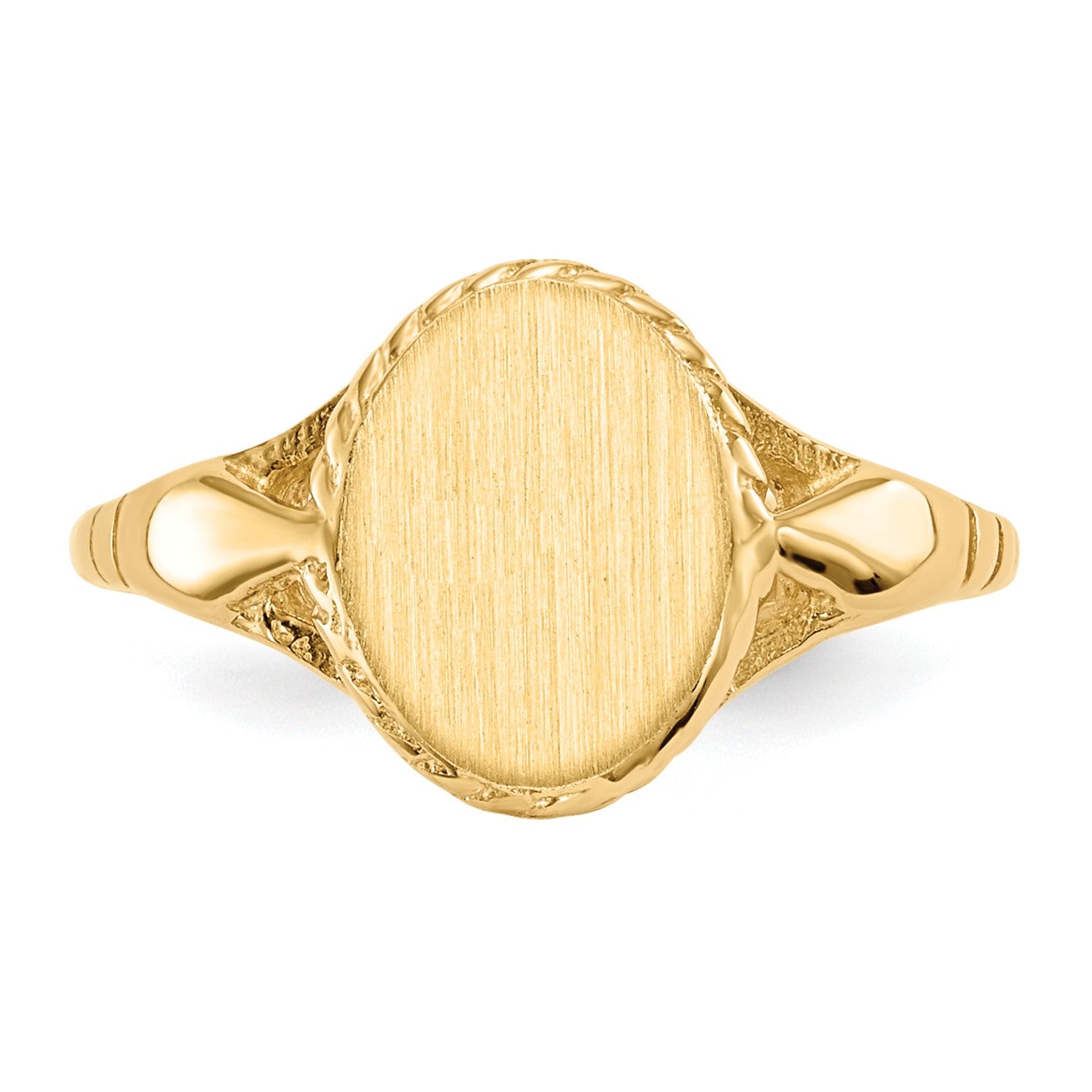 14k 8.5x6.5mm Open Back Size 3 Childs Oval Signet Ring