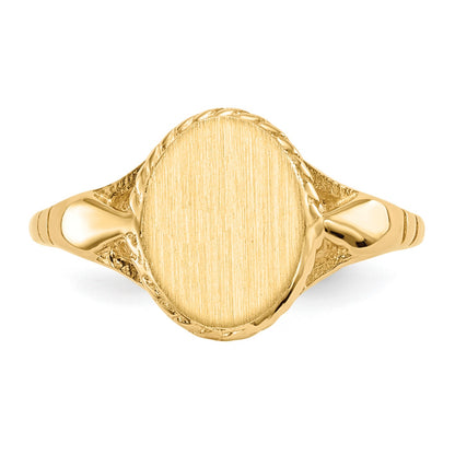 14k 8.5x6.5mm Open Back Size 3 Childs Oval Signet Ring