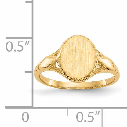 14k 8.5x6.5mm Open Back Size 3 Childs Oval Signet Ring